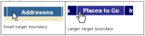 example of click targets